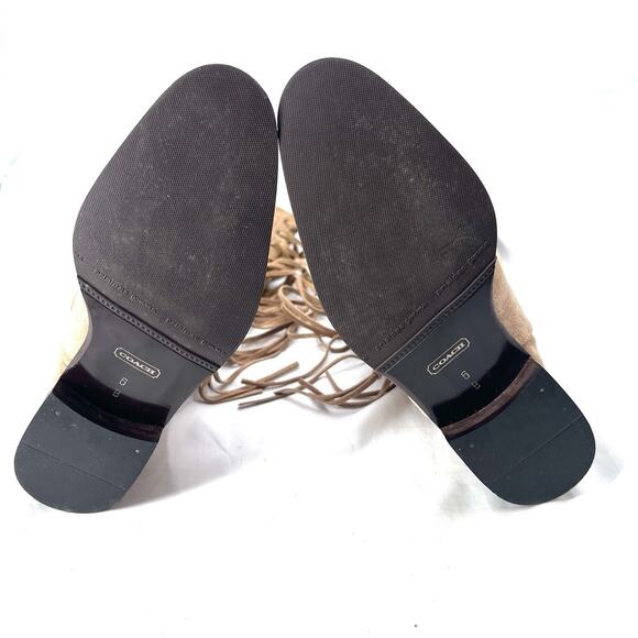 Coach Arianna Light Brown Suede Fringe Over the Calf Riding Boots Womens 6 - Picture 12 of 14